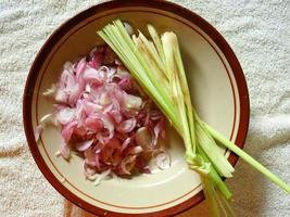Slices of onion and lemongrass photo