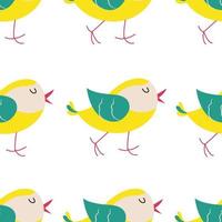 Colorful birds seamless pattern. Exotic birds in different print poses. Vector illustration