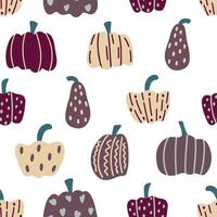 Autumn pumpkins hand drawn seamless pattern vector