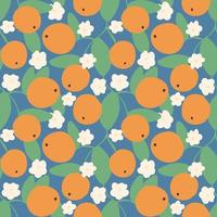 Citruses and flowers seamless pattern vector