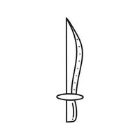 Black doodle knife isolated on white background vector