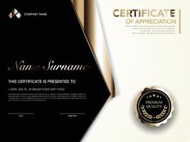 diploma certificate template black and gold color with luxury and modern style vector image