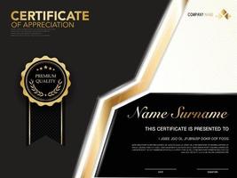 diploma certificate template black and gold color with luxury and modern style vector image