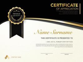 diploma certificate template black and gold color with luxury and modern style vector image