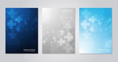 Template brochure or cover book, page layout, flyer design. Concept and idea for health care, technology. science icon pattern medical innovation concept. vector design.