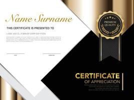 diploma certificate template black and gold color with luxury and modern style vector image