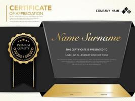 diploma certificate template black and gold color with luxury and modern style vector image