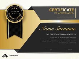 diploma certificate template black and gold color with luxury and modern style vector image