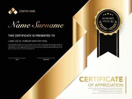 diploma certificate template black and gold color with luxury and modern style vector image