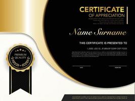 diploma certificate template black and gold color with luxury and modern style vector image