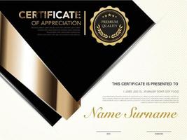 diploma certificate template black and gold color with luxury and modern style vector image