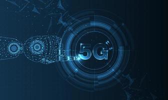 Red 5g conexión inalámbrica a internet wi-fi e internet de las cosas con moderno. Ilustración de vector de tecnología de tasa de datos de conexión de innovación de alta velocidad.