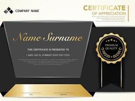 diploma certificate template black and gold color with luxury and modern style vector image