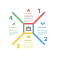 plantilla de diseño infográfico con ilustración de vector de concepto de negocio con 4 pasos u opciones o procesos representan flujo de trabajo o diagrama