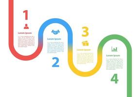 plantilla de diseño infográfico con ilustración de vector de concepto de negocio con 4 pasos u opciones o procesos representan flujo de trabajo o diagrama