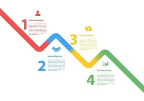 plantilla de diseño infográfico con ilustración de vector de concepto de negocio con 4 pasos u opciones o procesos representan flujo de trabajo o diagrama