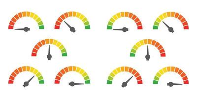 Meter sign infographic gauge element from red to green and green to red vector illustration