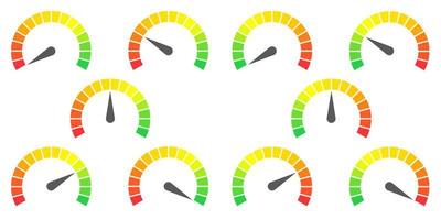 Meter sign infographic gauge element from red to green and green to red vector illustration