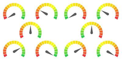 Meter sign infographic gauge element from red to green and green to red vector illustration