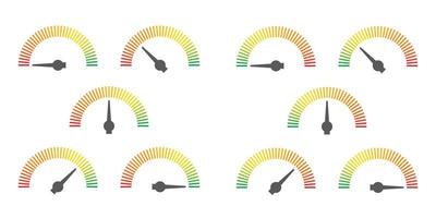 Meter sign infographic gauge element from red to green and green to red vector illustration