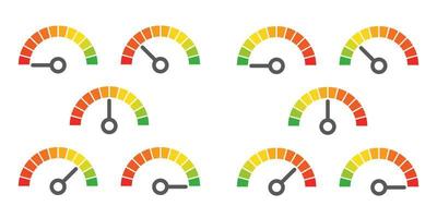 elemento de indicador de infografía de signo de medidor de rojo a verde y de verde a rojo ilustración vectorial vector