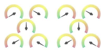 Meter sign infographic gauge element from red to green and green to red vector illustration