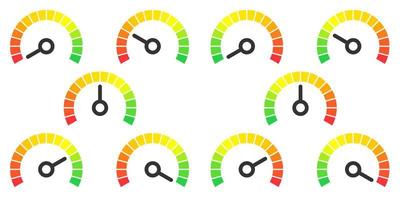Meter sign infographic gauge element from red to green and green to red vector illustration