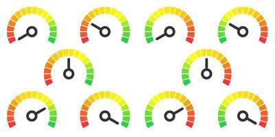 Meter sign infographic gauge element from red to green and green to red vector illustration