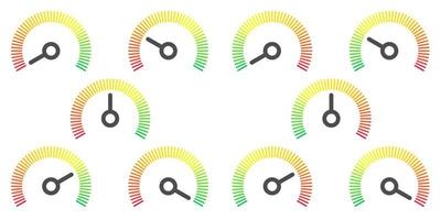 Meter sign infographic gauge element from red to green and green to red vector illustration