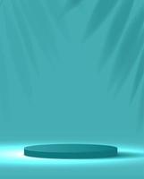 Cosmetic light blue background minimal and premium podium display for product presentation branding and packaging presentation. studio stage with shadow of leaf background. 3D illustration design vector