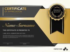 diploma certificate template black and gold color with luxury and modern style vector image