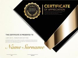 plantilla de certificado de diploma color negro y dorado con imagen vectorial de lujo y estilo moderno vector