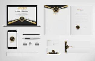 Set of office documents for business, Include laptop, tablet, smartphone, pen, pencils, paperclip, business cards, envelope, document file, certificate, vector Illustration