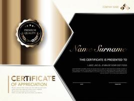 diploma certificate template black and gold color with luxury and modern style vector image