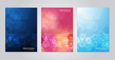 Template brochure or cover book, page layout, flyer design. Concept and idea for health care, technology. science icon pattern medical innovation concept. vector design.