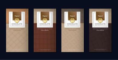 Chocolate bar packaging set. Trendy luxury product branding template with label pattern for packaging. Vector design.