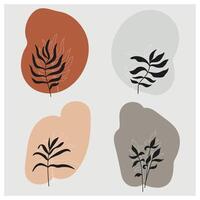 Vector botanical wall art set earth tone boho