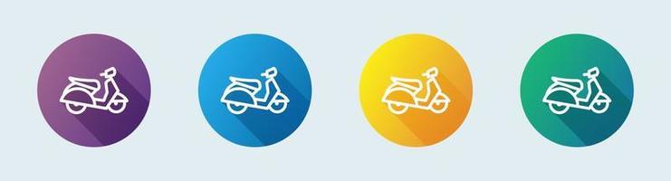 icono de línea de scooter en estilo de diseño plano. Ilustración de vector de signos de motocicleta.