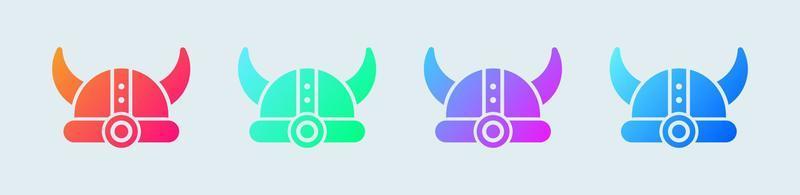 Viking helmet solid icon in gradient colors. Helmet with horns signs vector illustration.
