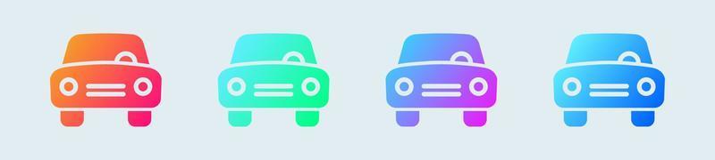 icono sólido del coche en colores degradados. ilustración vectorial de signos de transporte. vector
