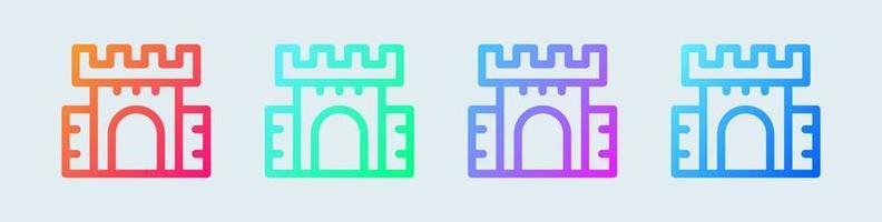 Castle line icon in gradient colors. Citadel signs vector illustration.