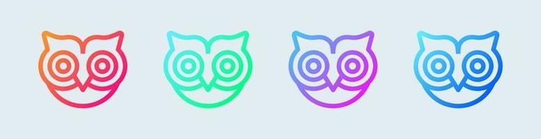 Owl line icon in gradient colors. Bird signs vector illustration.