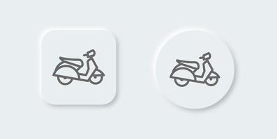 icono de línea de scooter en estilo de diseño neomórfico. Ilustración de vector de signos de motocicleta.