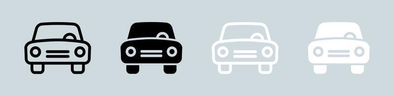 Car icon set in black and white colors. Transportation signs vector illustration.