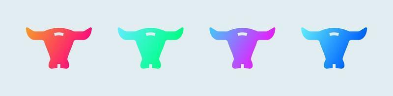icono sólido de toro en colores degradados. ilustración vectorial de signos de fuerza y perseverancia. vector