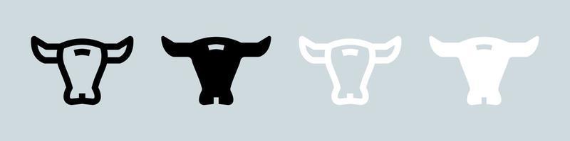 Bull icon in black and white colors. Strength and perseverance signs vector illustration.