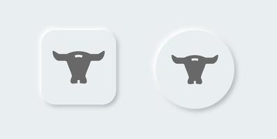 Bull solid icon in neomorphic design style. Strength and perseverance signs vector illustration.