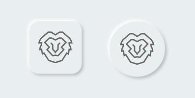 icono de línea de león en estilo de diseño neomórfico. animales signos vector ilustración.