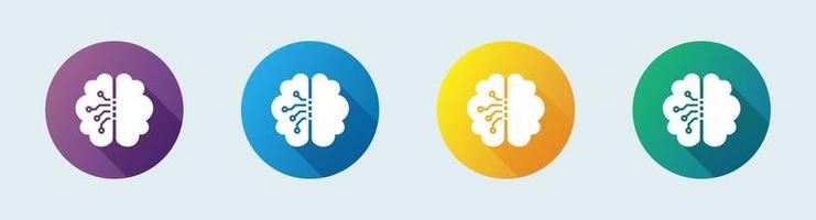 Brain solid icon in flat design style. Human mind signs vector illustration.