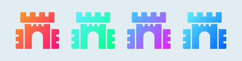 Castle solid icon in gradient colors. Citadel signs vector illustration.